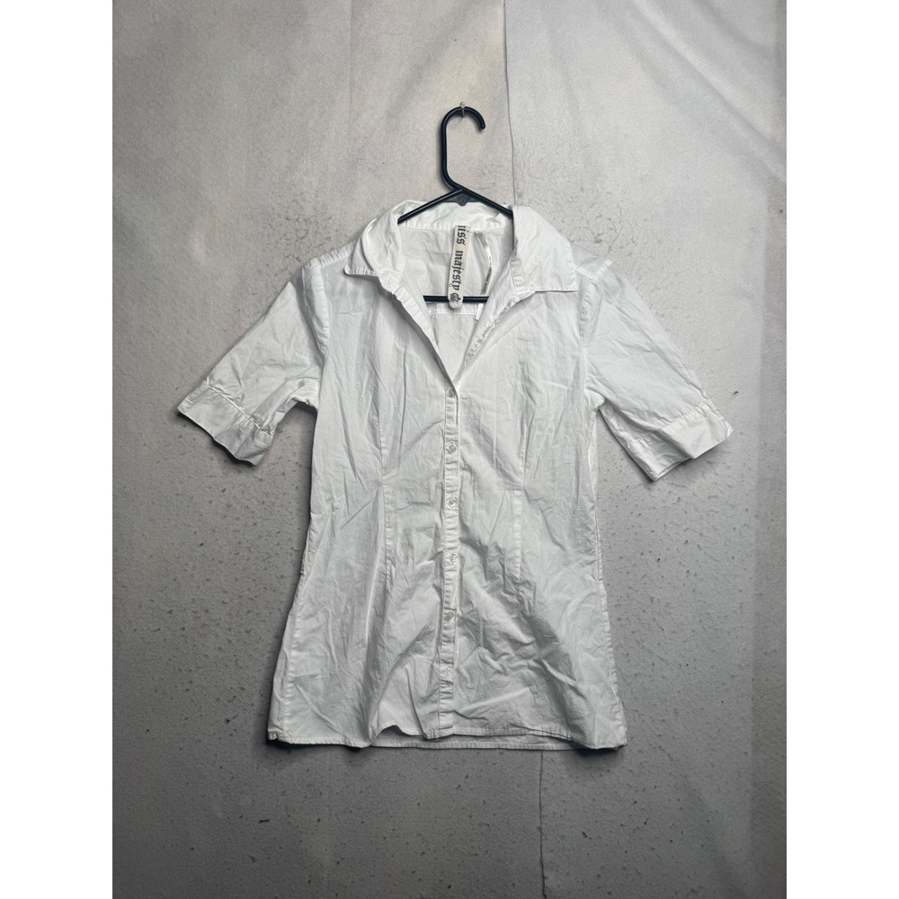 Miss Majesty White Cotton Short Sleeve Button Down Shirt Size L RN63619